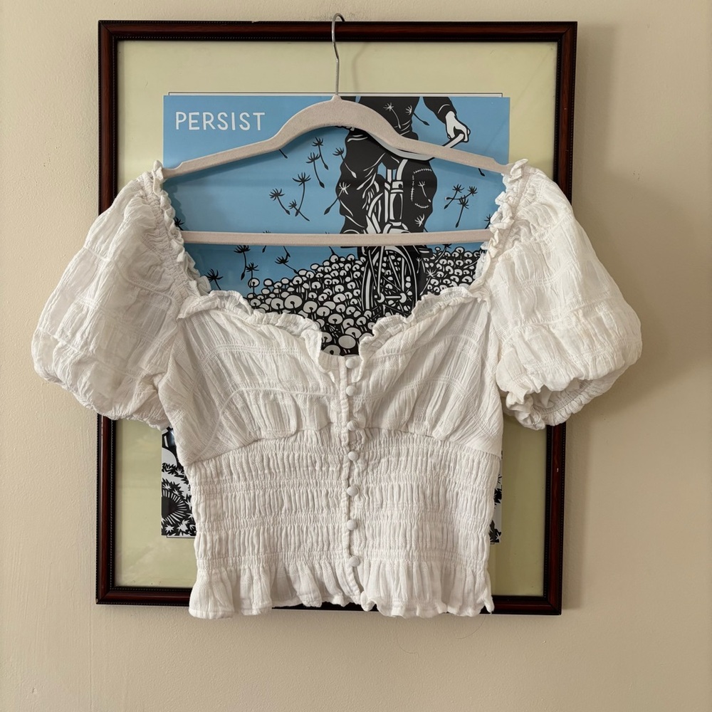 Astr White Puff Sleeve Blouse